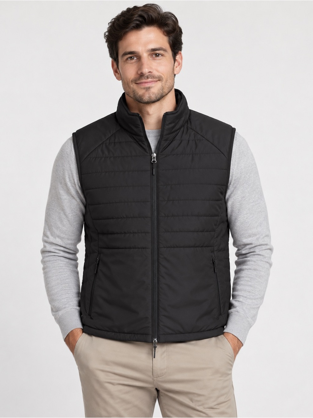 NWT Daniel Cremieux Reversible Full Zip Mock Neck Vest Men’s Size L Black
